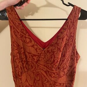 jonathan martin Rust Red Paisley V-Neck Dress